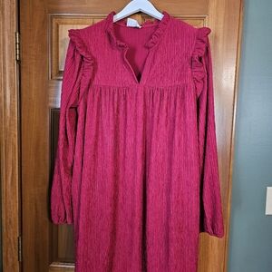 Red Ruffled Women's Dress